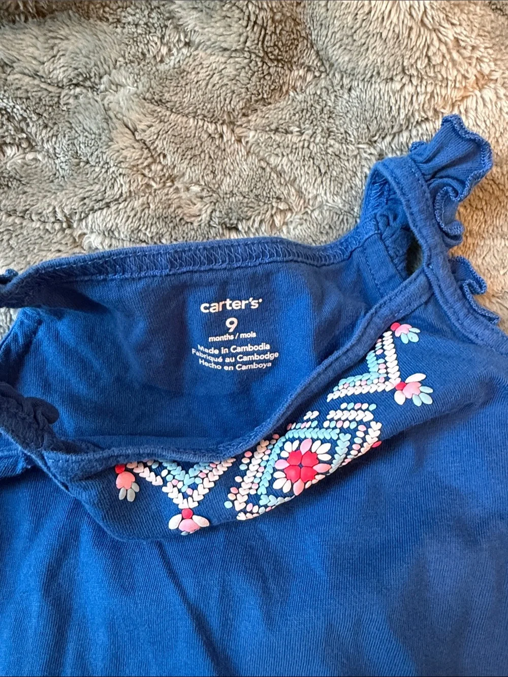 Carter's Royal Blue Tank Bodysuit with White and Blue Patterned Leggings